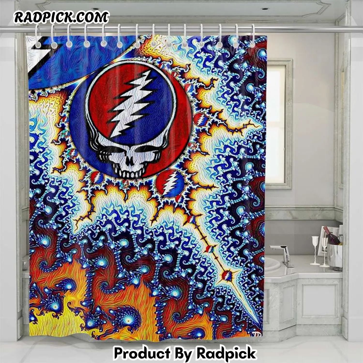 Grateful dead 3 shower curtain set bathroom set for bathroom decor best gift for friends rp387854